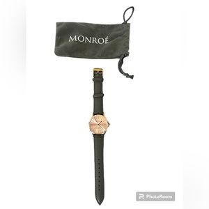 Monroé Solérose Charcoal Leather Wrist Watch